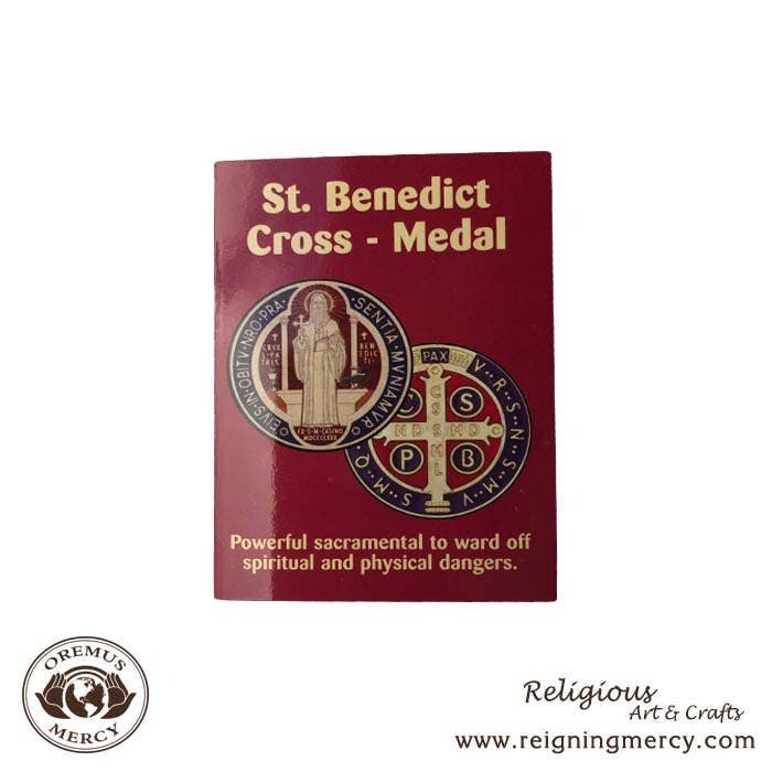 St. Benedict Cross Medal Prayer Card Pamphlet (25/pk) for wholesale by Oremus Mercy