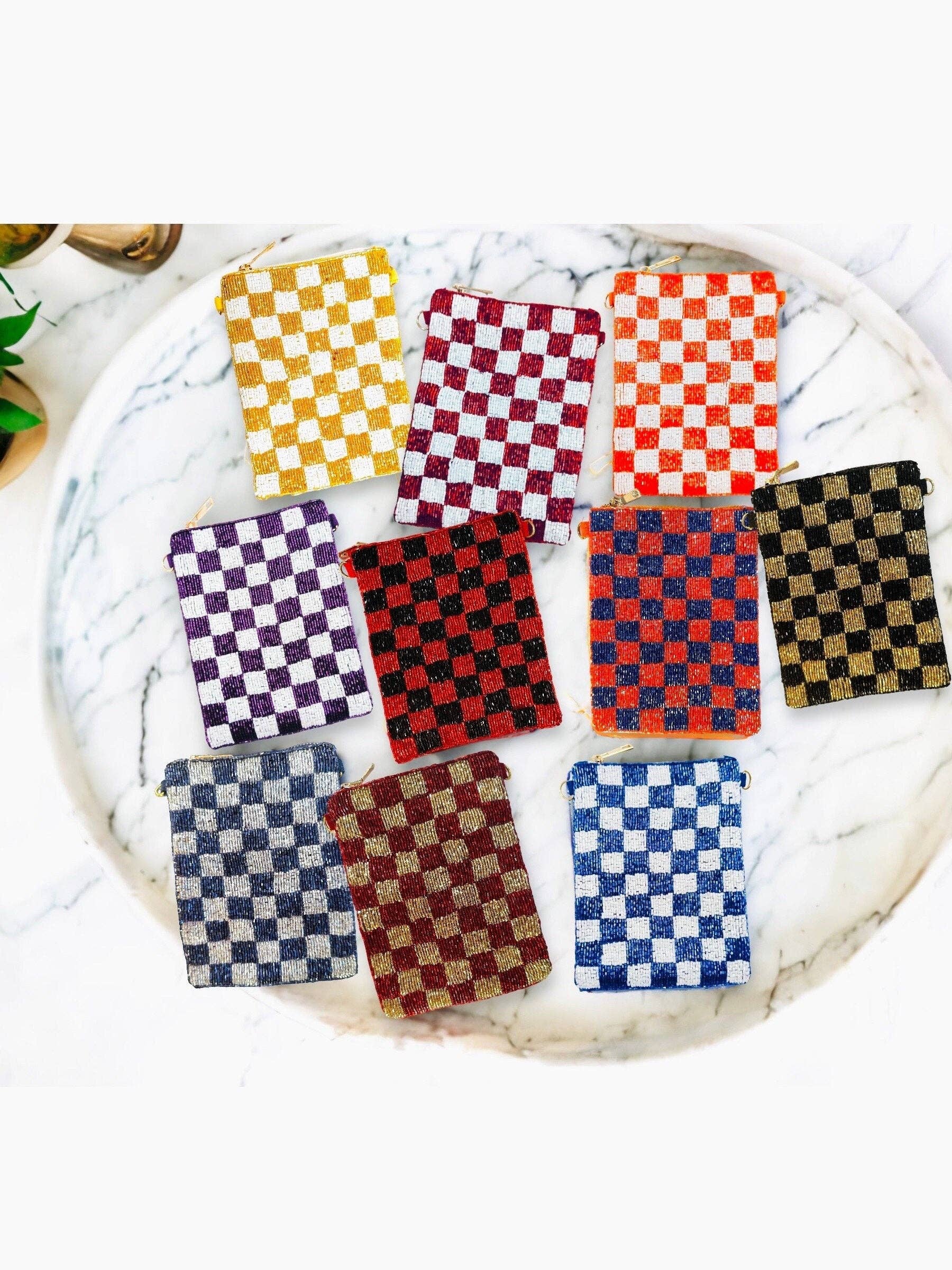 Social Grace & Company - Wholesale Coin Purse - Women's - Game Day wallet- Cellphone purse - Designer Checkered Sports0