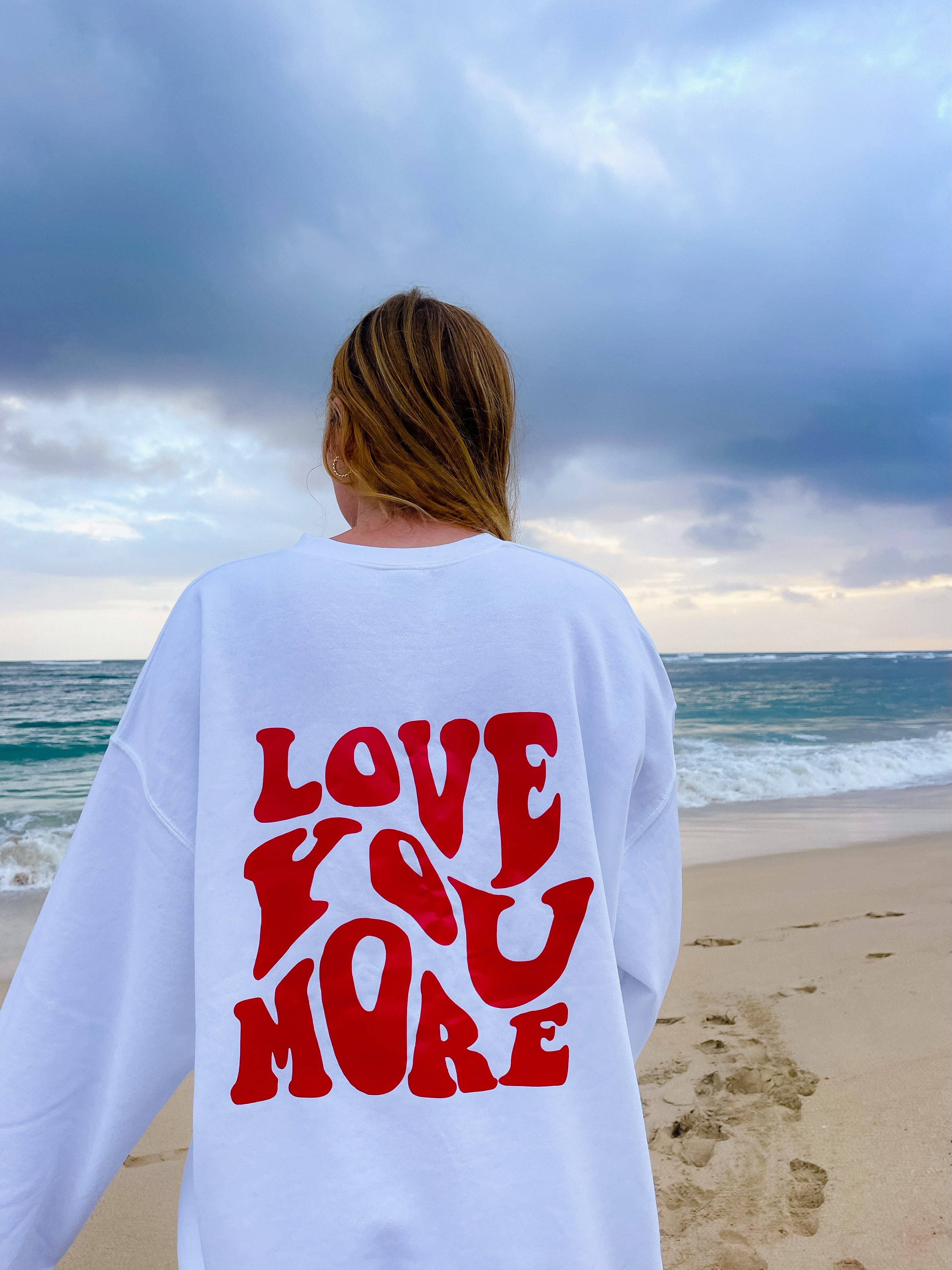 Cutting Creative Apparel - Wholesale Graphic Sweatshirt - Women's - LOVE YOU MORE OVERSIZED CREWNECK SWEATSHIRT PREPPER1