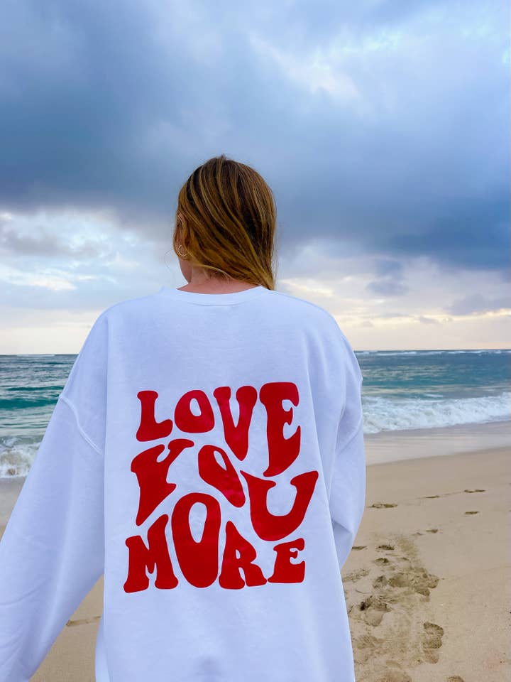 Cutting Creative Apparel - Wholesale Graphic Sweatshirt - Women's - LOVE YOU MORE OVERSIZED CREWNECK SWEATSHIRT PREPPER1