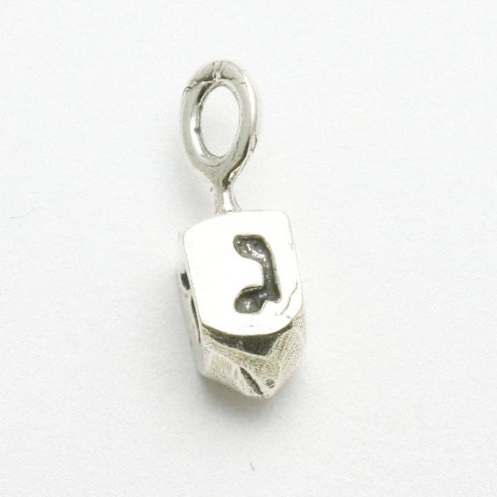 Bareket Fine Jewelry - Wholesale Individual Charm/Pendant - Sterling Silver Dreidel 3D Pendant Small Solid Hanukkah1