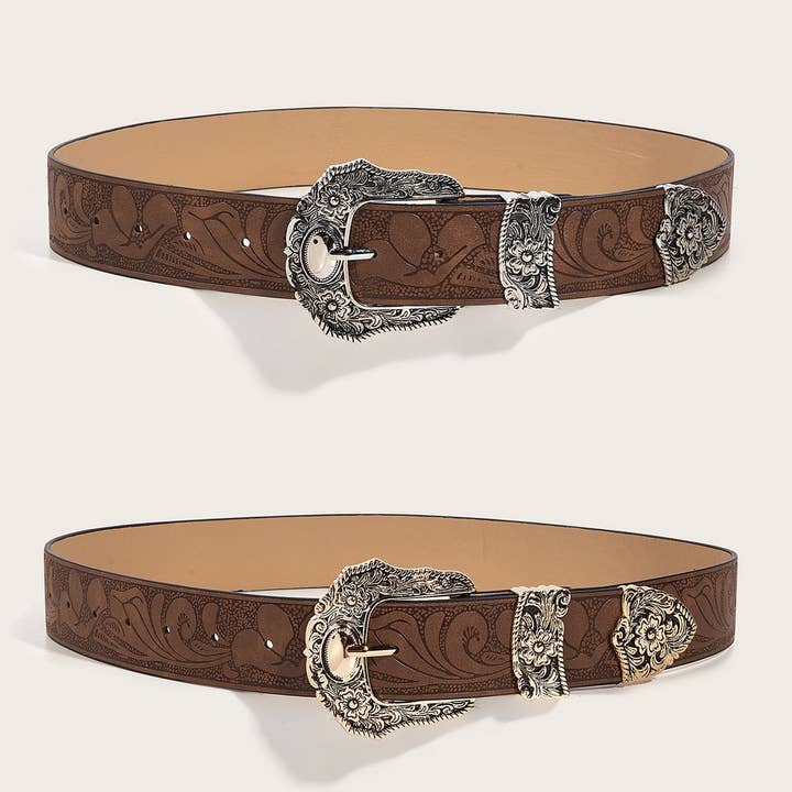 NINEXIS - Wholesale Belt - Women's - CWABE0548_BROWN TEXTURED PRINTED BELT5