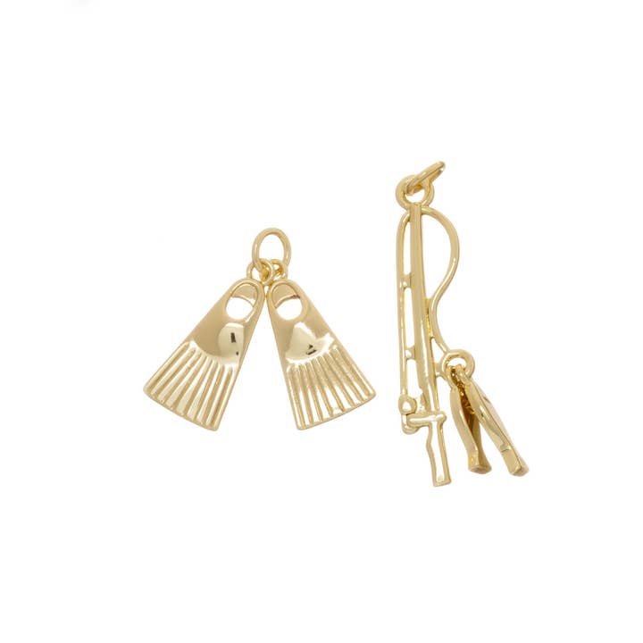 Jewel Pledge - Wholesale Individual Charm/Pendant - Fishing Rod & Fins Charms for Fishermen & Divers CPG1611-124