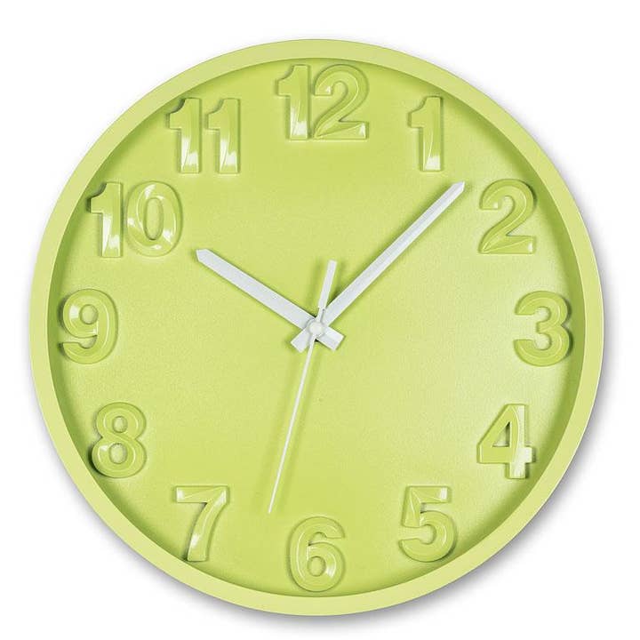 Bold Number Wall Clock - Green - 12"D for wholesale by Abbott