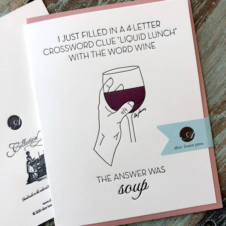 Wine Soup Card for wholesale by Alice-Louise Press