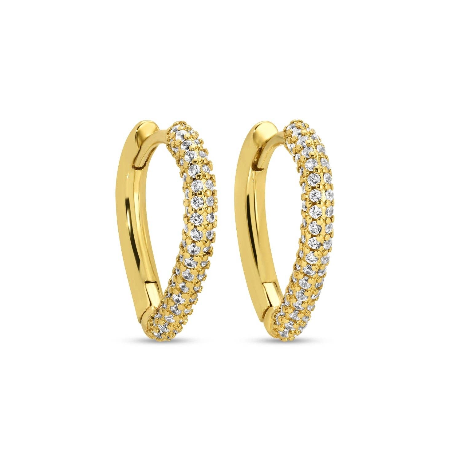 Splendid Iris - Wholesale Huggie Earrings - Angled Pave Huggies