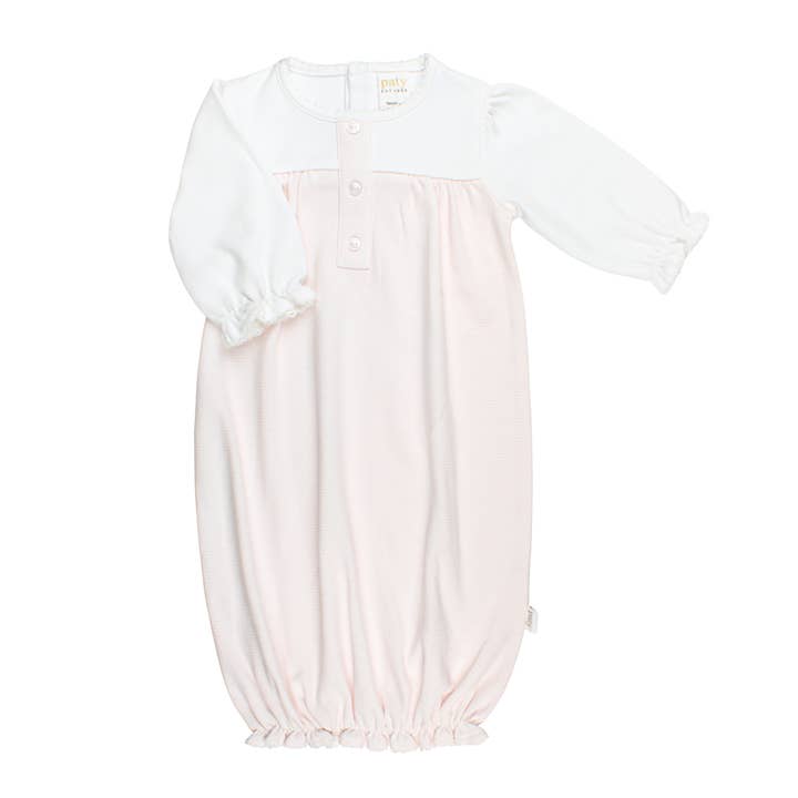 Ruffle Pink Stripe Placket Gown (Fall Holiday Collection 2025) for wholesale by Paty