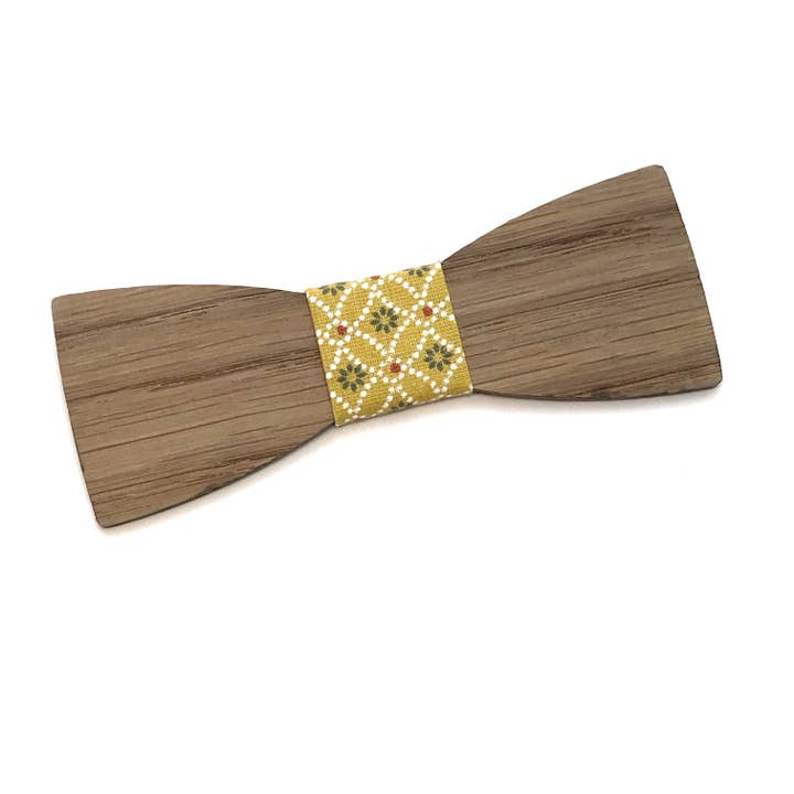 Nœud Pap "Le Dandy" - chêne massif et tissu IMPOCRE pour la vente par Sac de Noeud