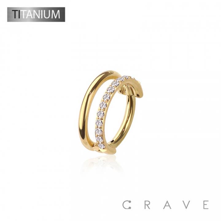 CRAVE - Vente Boucles d'oreille uniques - Anneau à segment clicker double ligne en titane solide de qualité implant CRAVE BODY JEWELRY1