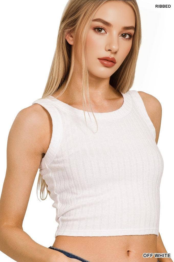 42POPS – wholesale Tank top – Women′s – ....0623 Ribbed Sleeveless Crop Tank Top SI-25603