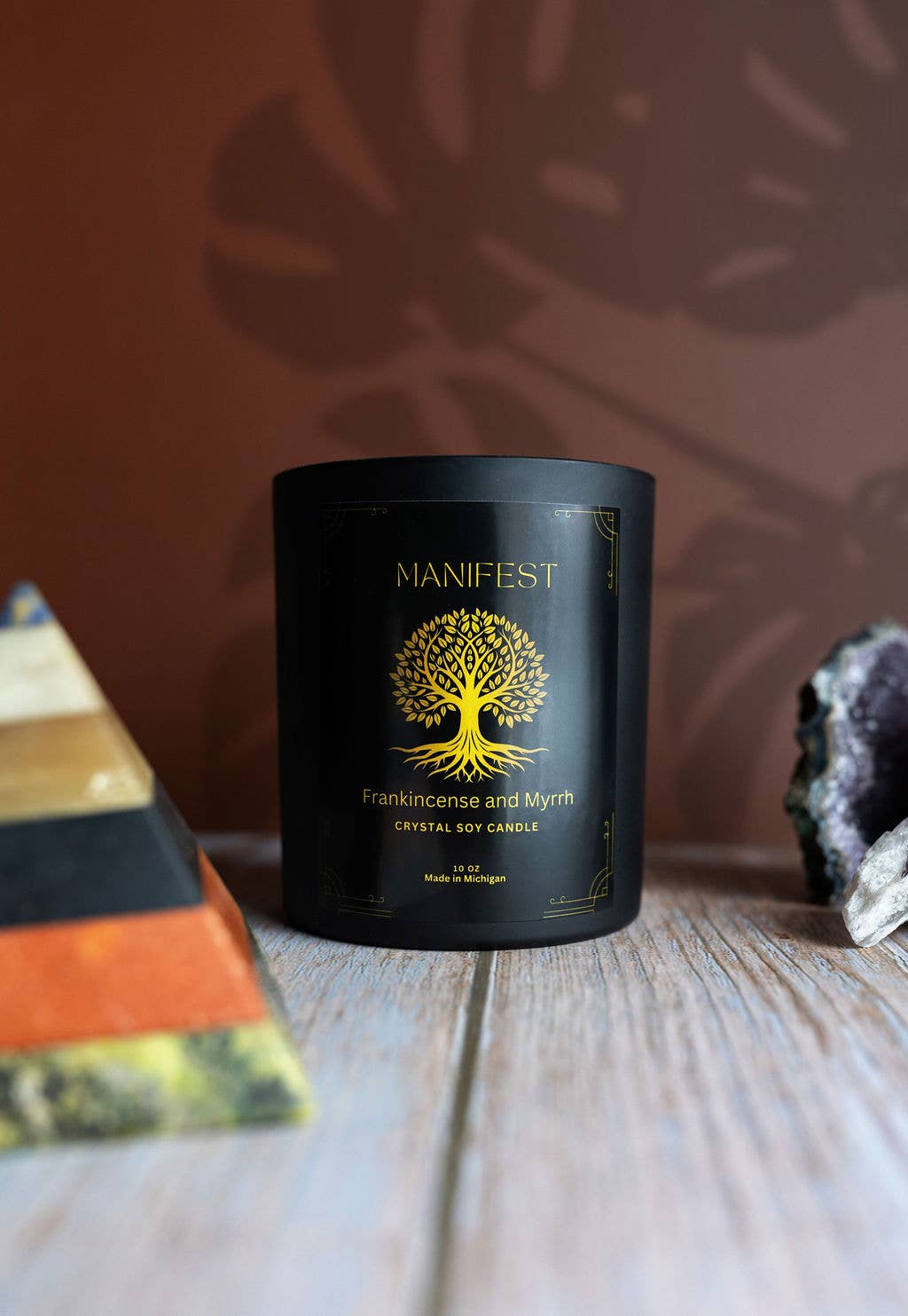 Amara Candles - Wholesale Jar/Filled Candle - Intention Wood Wick Soy Crystal Candle Collection11