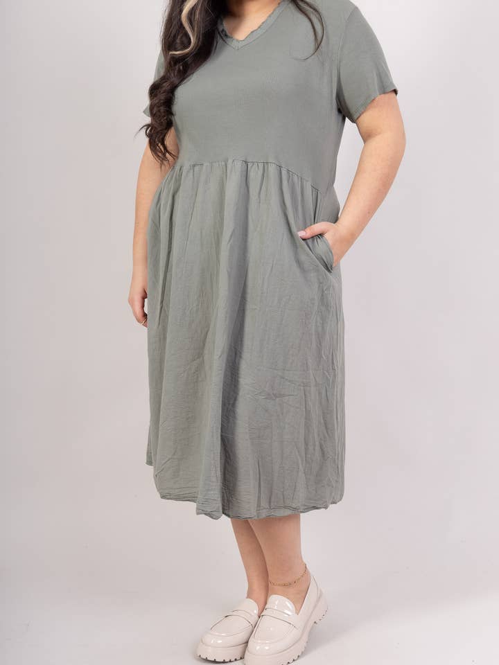 Pépouz' Paris - Wholesale Dress - Women's - PLUS SIZE T-shirt dress 95% cotton bi-material PR2520GT