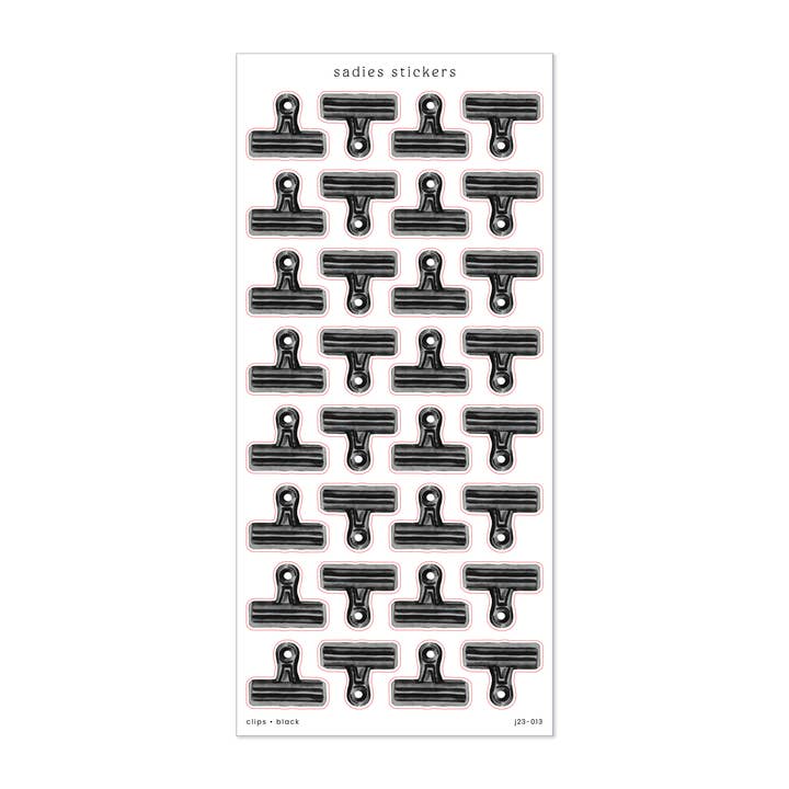 Black Binder Clips • Journal Sticker Sheet for wholesale by Sadie's Stickers
