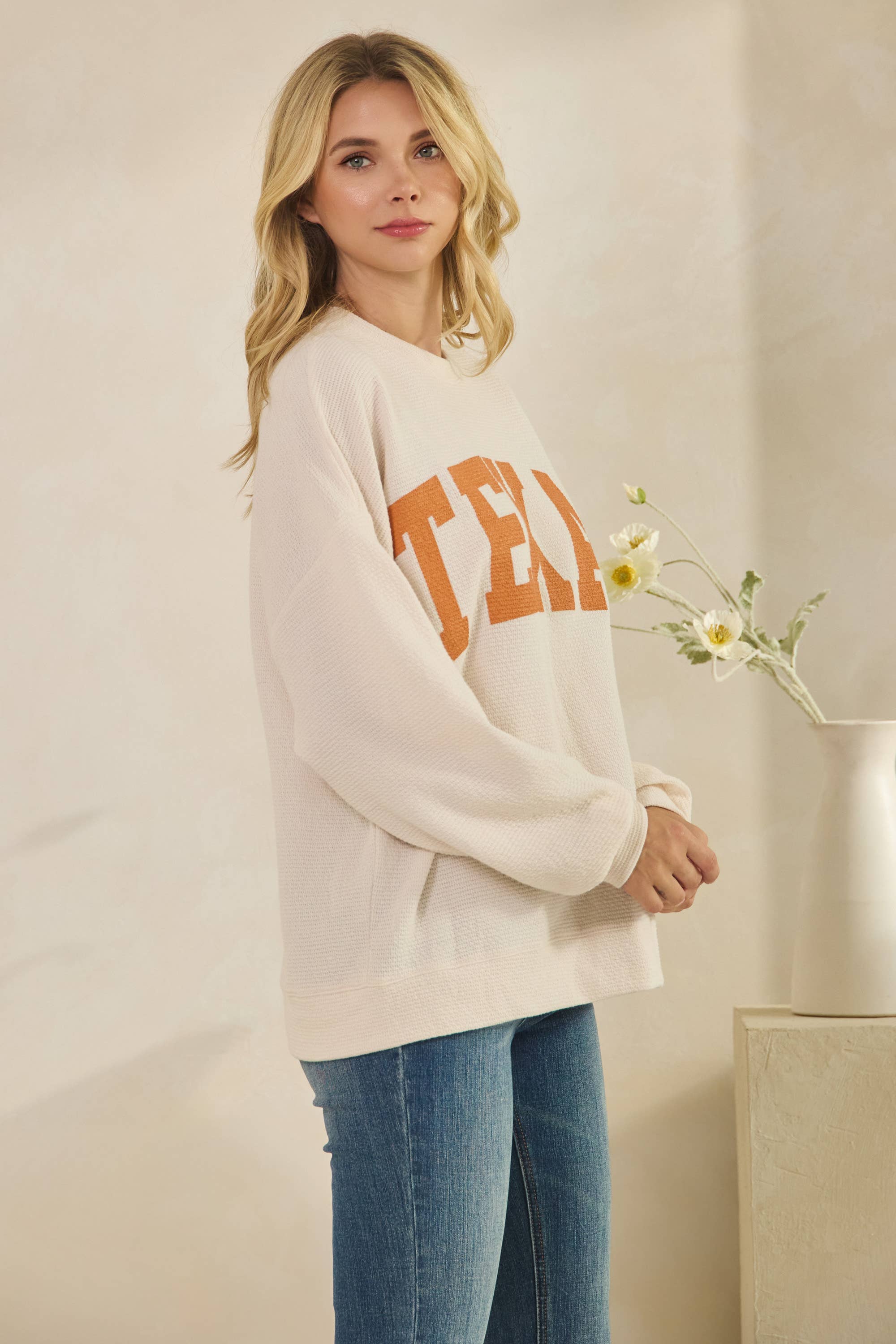 Tres Bien, Inc - Wholesale Knit Top - Women's - T-42092 "TEXAS" CLOUDY KNIT GRAPHIC LONG SLEEVE TOP3