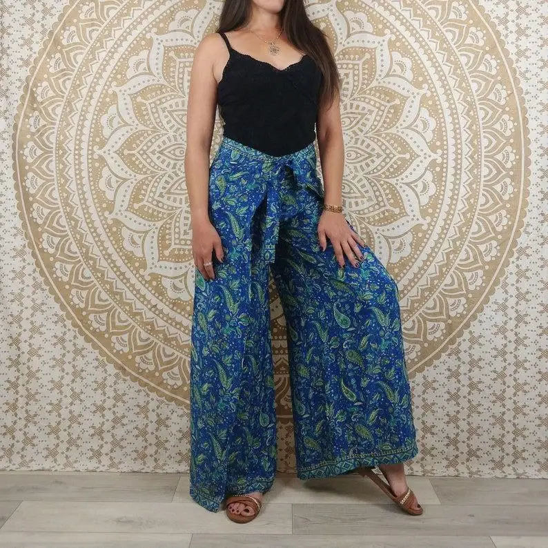 Bhawana Handicrafts - Wholesale Pants - Women's - 5 Piece Lot, Women Thai Pants in Indian Silk Boho Wrap Paint2