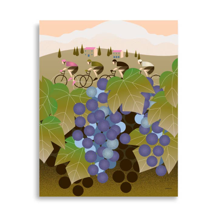 Bicycle Race: Vinyard Art Print for wholesale by Just Eleanor