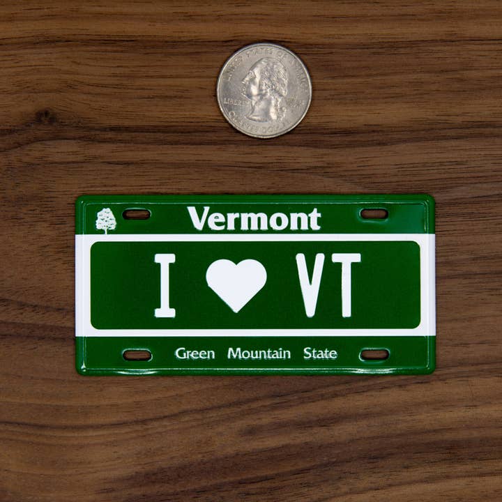 Ski House Games - Vendita all'ingrosso Calamite - Amo il VERMONT - Calamita Targa del Vermont2
