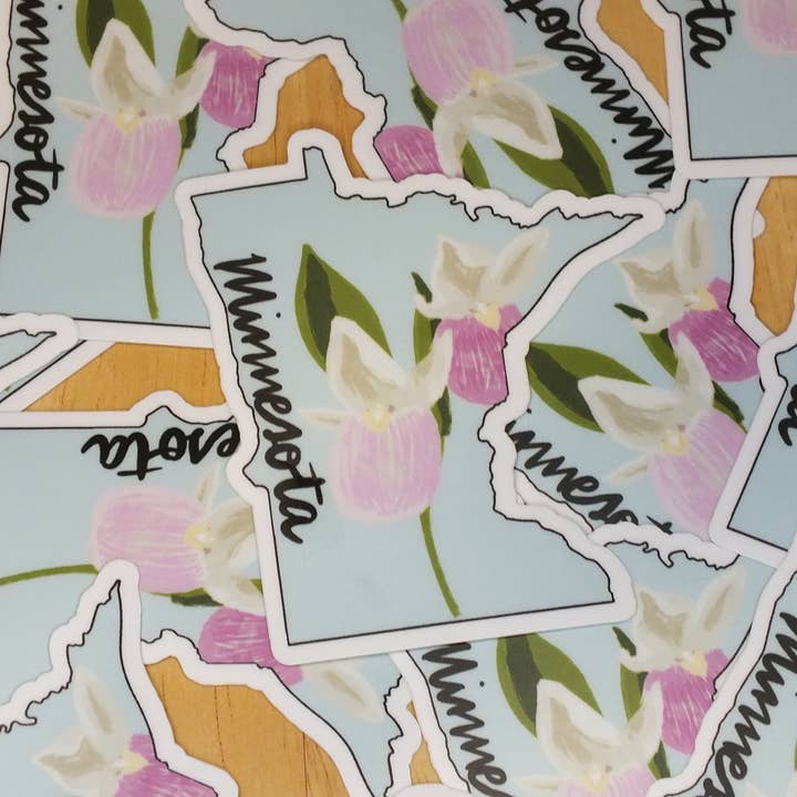 Minnesota State Lady Slipper Waterproof Vinyl Sticker for wholesale by Love Always, Laura Ann