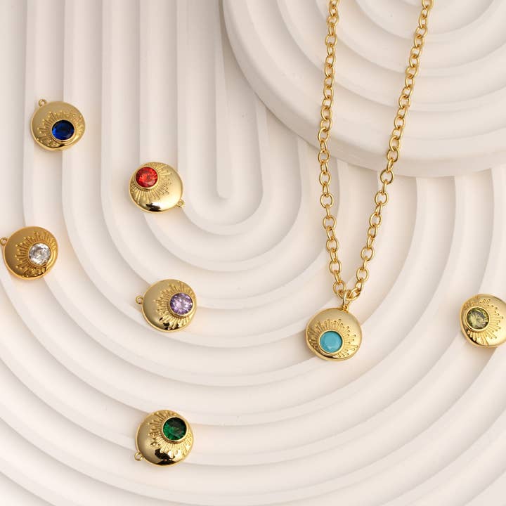 sunburst birthstone necklace assortment for wholesale by Cool and Interesting