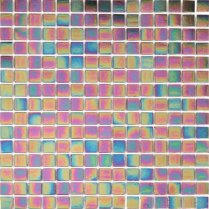 Mosaic Tiles Purple Iridescent Vitreous Glass sheet (MT0141) for wholesale by TJM DIRECT
