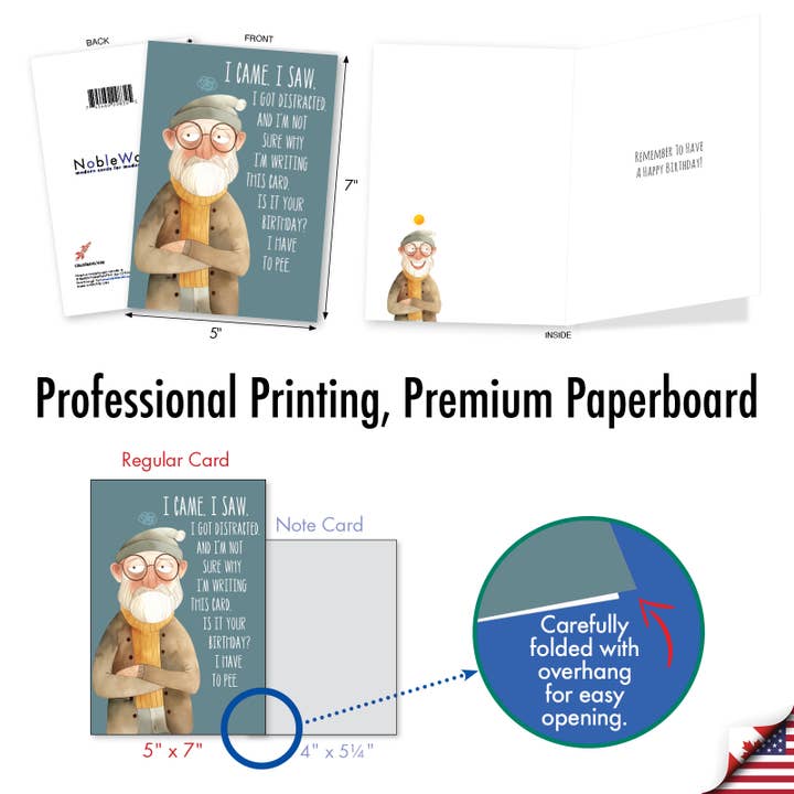 NobleWorks - Wholesale Birthday Card - 1 Funny Birthday Greeting Card - Got Distracted - NobleWorks4