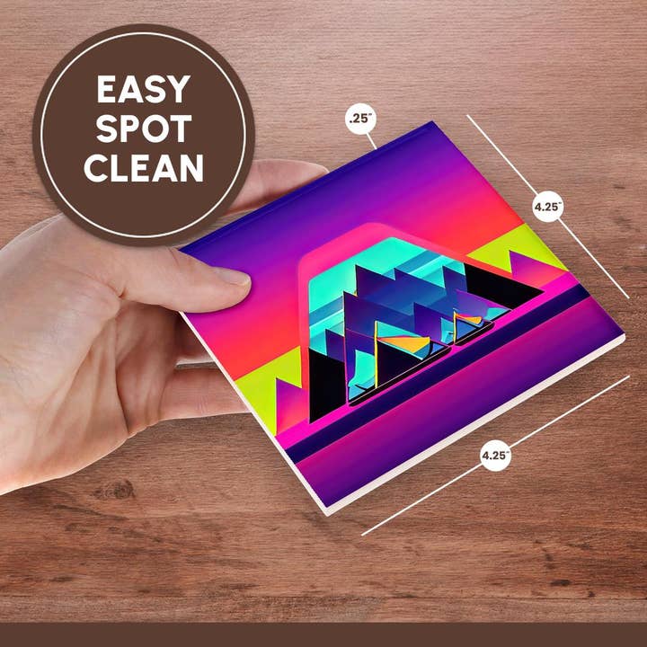 3dRose - Vente Sous-verre - 3dRose, Art abstrait cool de tentes colorées, montagnes. Cadeau pour campeur heureux, Dessous de verre6