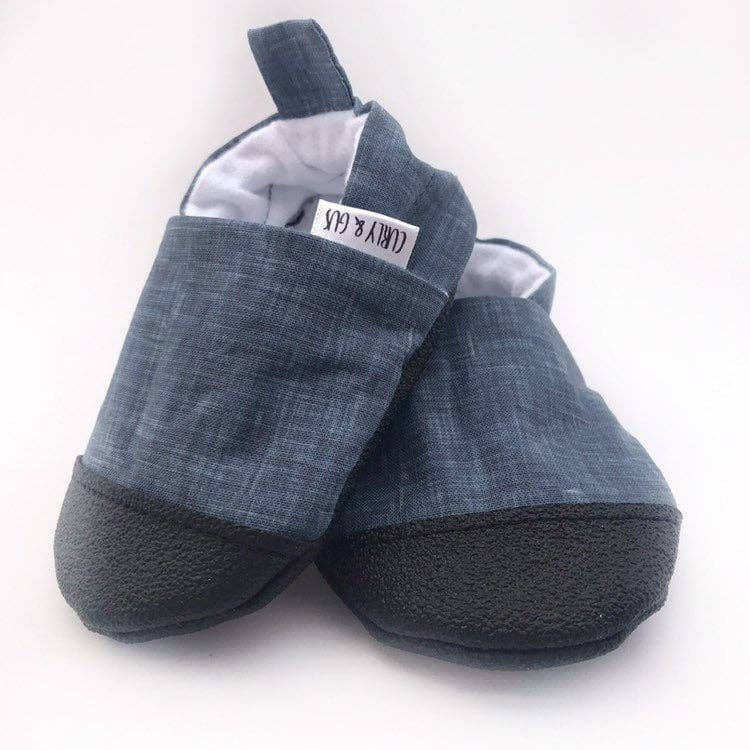 Gus Kids Co. - Wholesale Booties - Baby - Blue Linen Look Baby Shoes