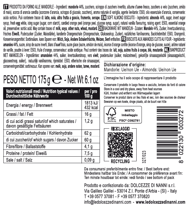 Le Dolcezze di Nanni - Venta al por mayor Galletas - 327 Ricciarelli, tarta blanda de almendras hecha en Italia3