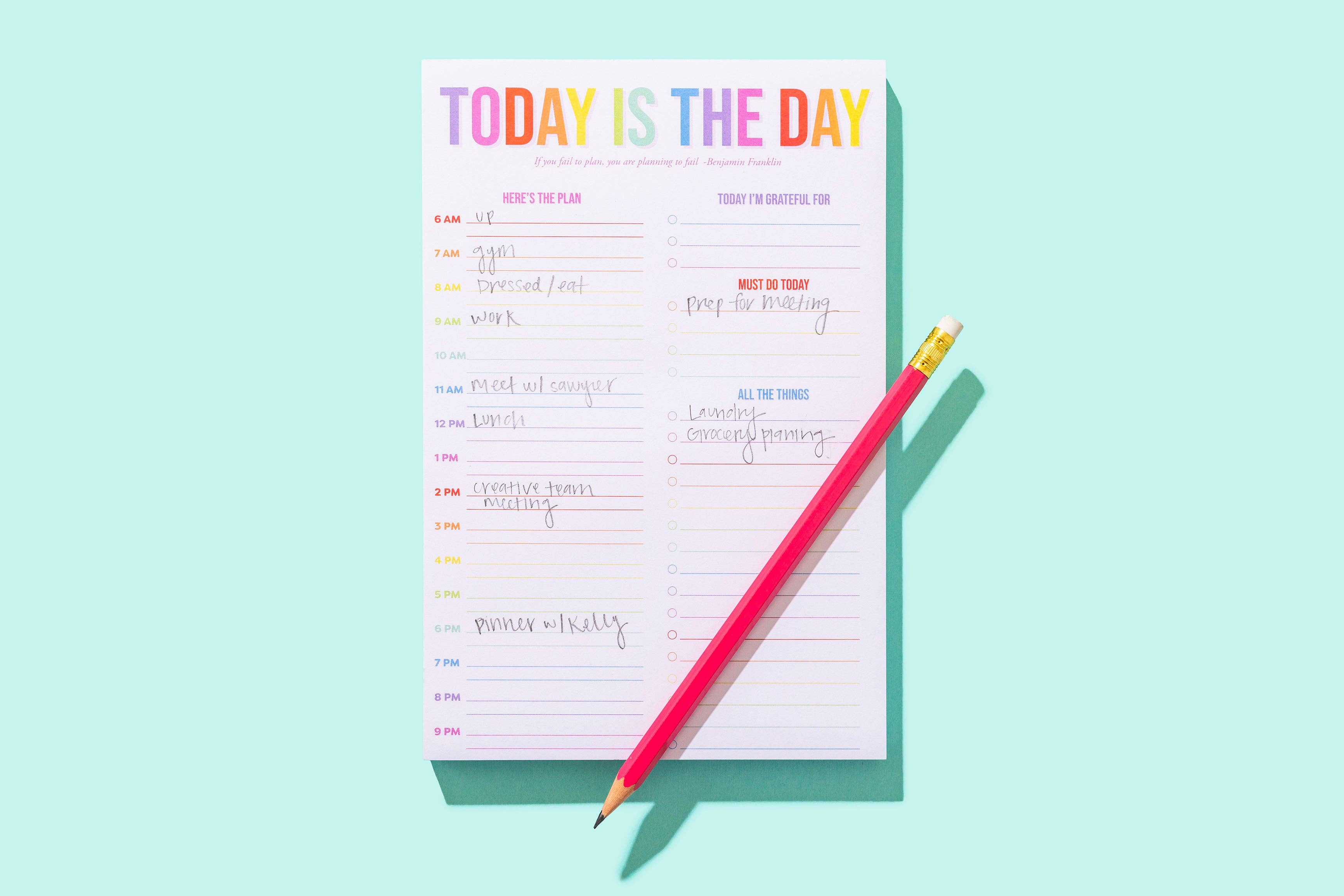 Taylor Elliott Designs - Wholesale Planner - Daily Planner Notepad - "Today is the Day" - 100 Sheets1