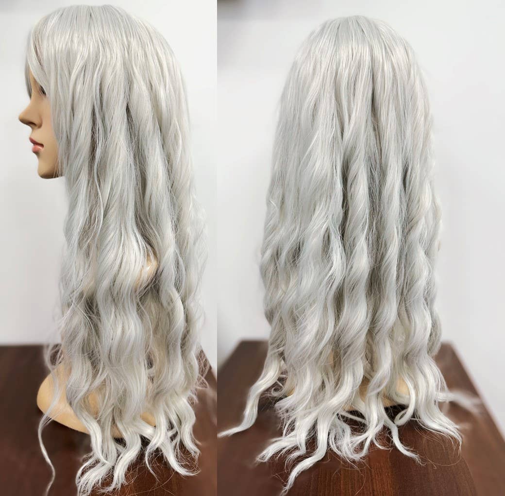 Stylex Party - Vendita all'ingrosso Extension per capelli - Parrucca lunga da donna, color argento, da spiaggia, resistente al calore1