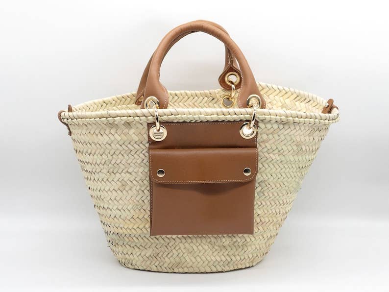 martitec – Engroshandel Strandtaske – Elegant fransk flettet kurvetaske med luksuriøse detaljer0