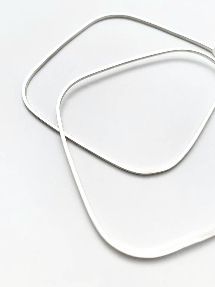 Satin Silver Square Bangles for wholesale by Ludvik HandCrafted
