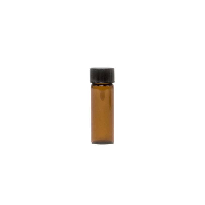 1 Dram Amber Borosilicate Glass Vials with Black Cap for wholesale by TC Supplies