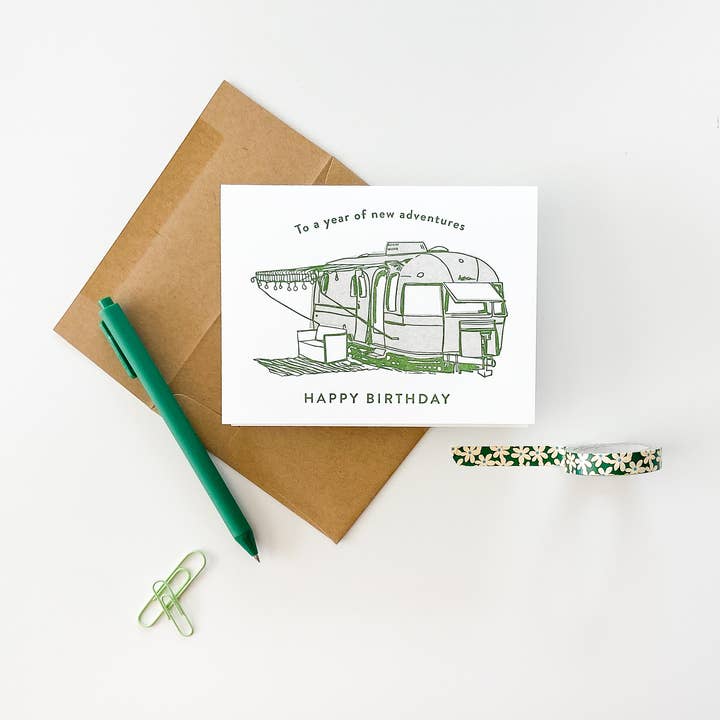 Year of Adventures Birthday - Letterpress Birthday Card for wholesale by Steel Petal Press
