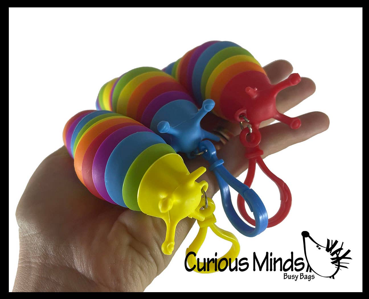 Curious Minds Toys - Wholesale Fidget Toy - Kids - 1 Small Fidget Slug on Clip Articulated Jointed Moving Slug5