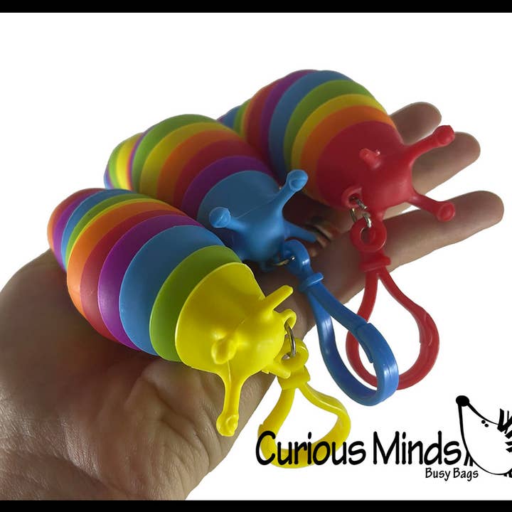 Curious Minds Toys - Wholesale Fidget Toy - Kids - 1 Small Fidget Slug on Clip Articulated Jointed Moving Slug5