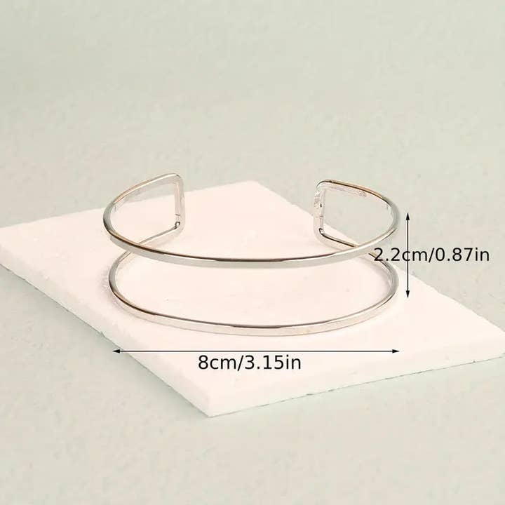 Dipped Shop - Wholesale Cuff Bracelet - Simple Layered Open Arm Cuff DPJAC103