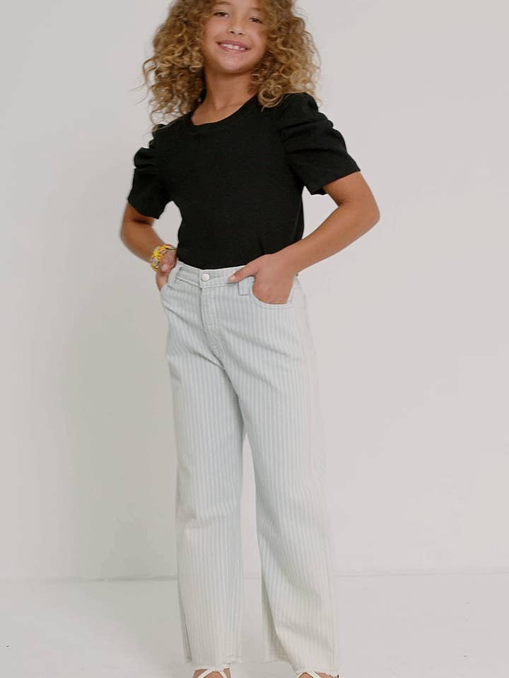 Hayden LA - Wholesale Knit Top - Kids - Girls Ribbed Pleated Shoulder Puff Sleeve Top6