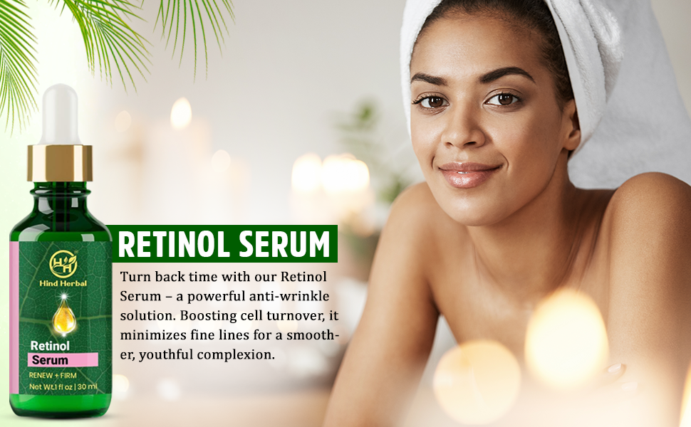 Hind Herbal – Soro facial por atacado – Conjunto de 3 sérum de retinol de ácido hialurónico Hind Herbal Vitamina C 7