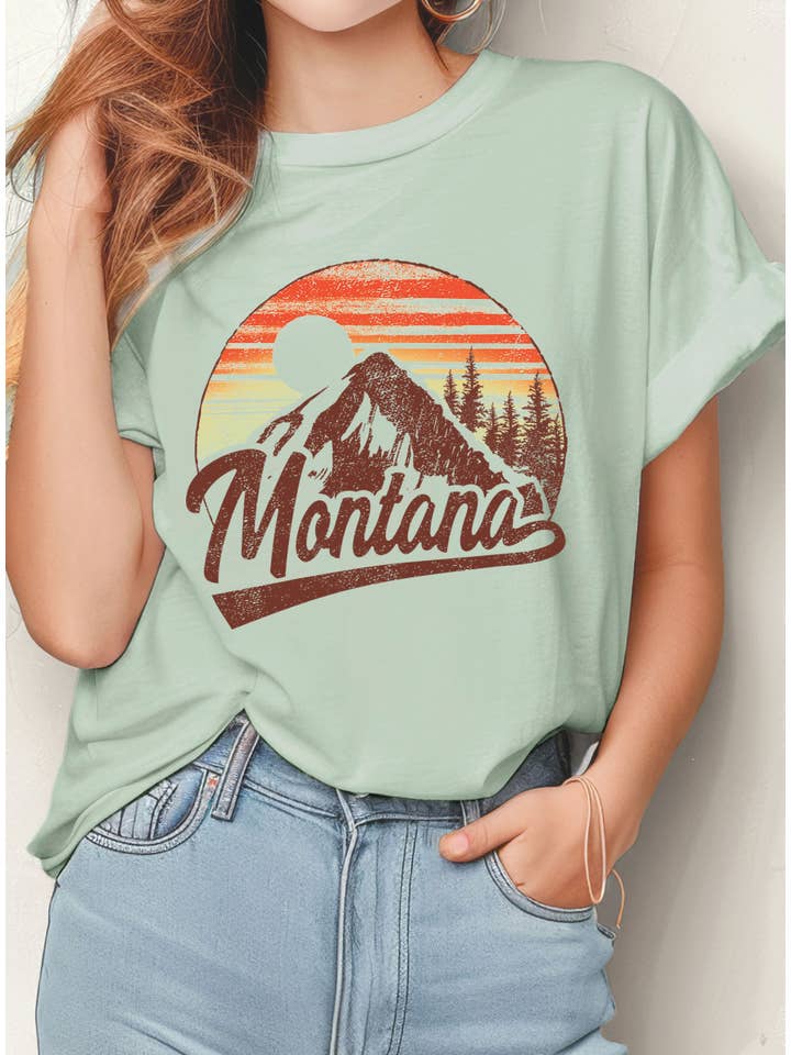 Rustee Clothing - Wholesale Screen Printed T-Shirt - Women's - MONTANA MOUNTAINS GRAPHIC TSHIRTS5