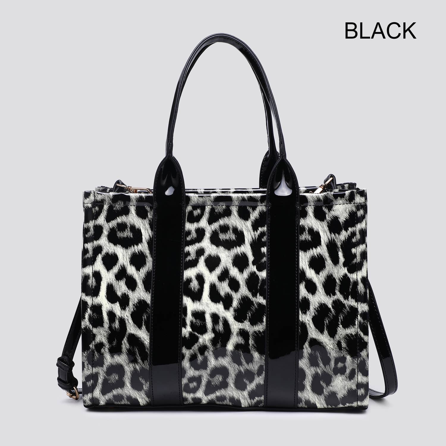 House of Milano - Wholesale Tote Bag - Women's - Leopard Print Patent Tote Bag # 254590