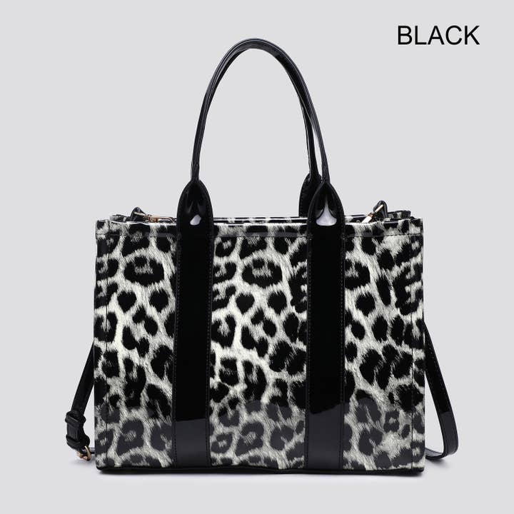 House of Milano - Wholesale Tote Bag - Women's - Leopard Print Patent Tote Bag # 25459