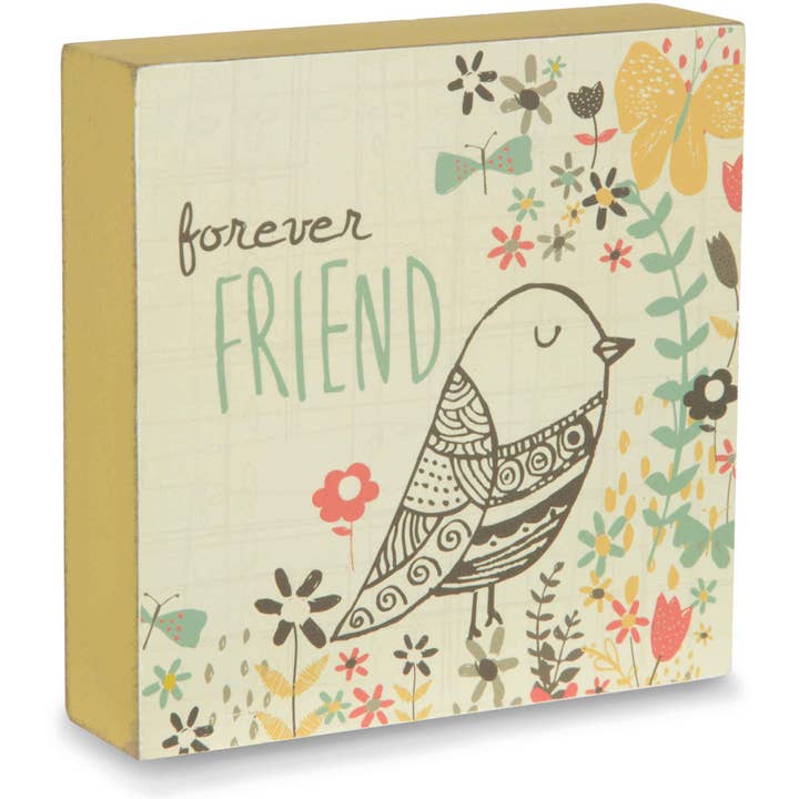 Placa Forever Friend con forma de pájaro y flor de 4 x 4 pulgadas para venta al por mayor de Pavilion