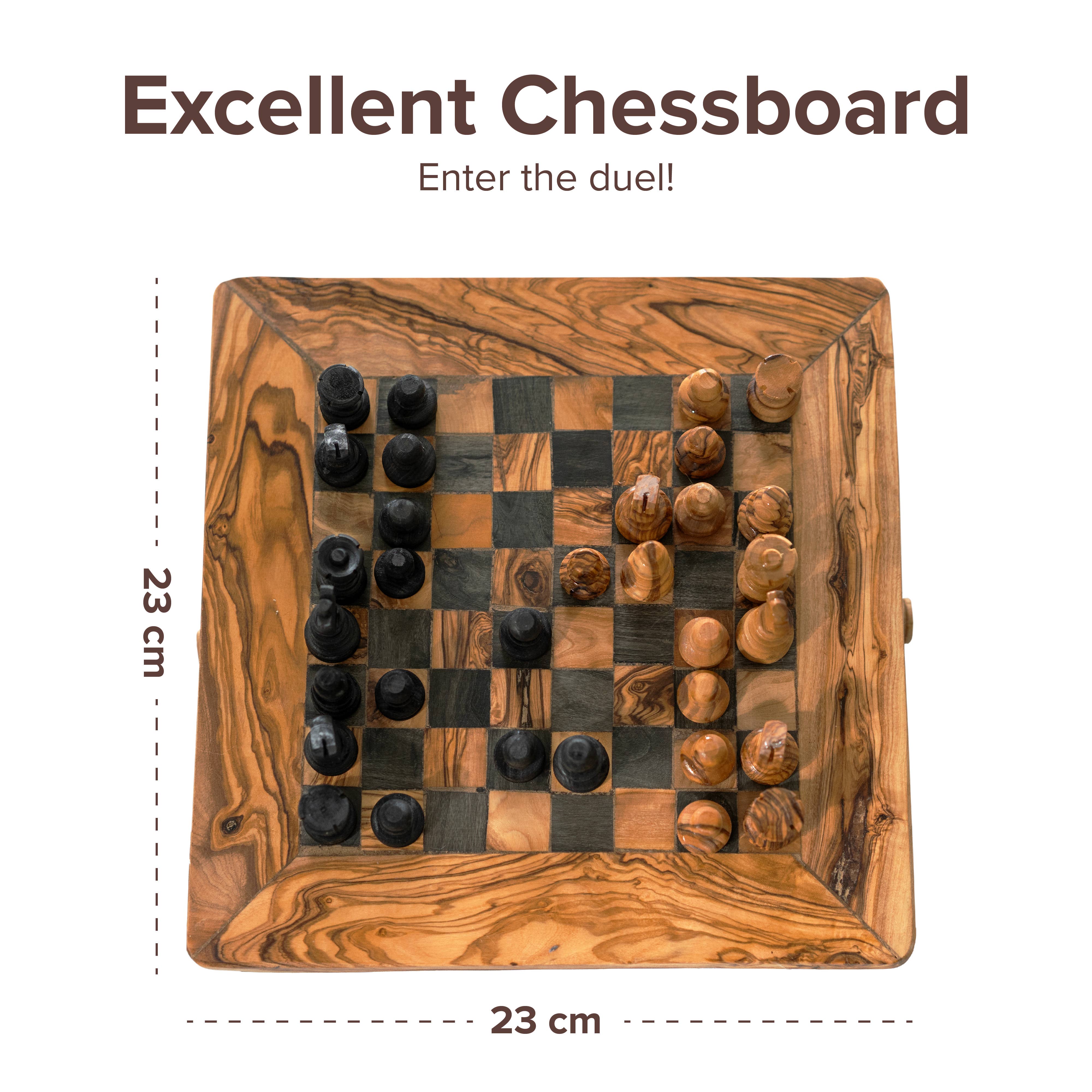 Next Day Shop - Wholesale Board Game - Square Wood Chess Set Handmade of Olive Wood, Antique Chess6