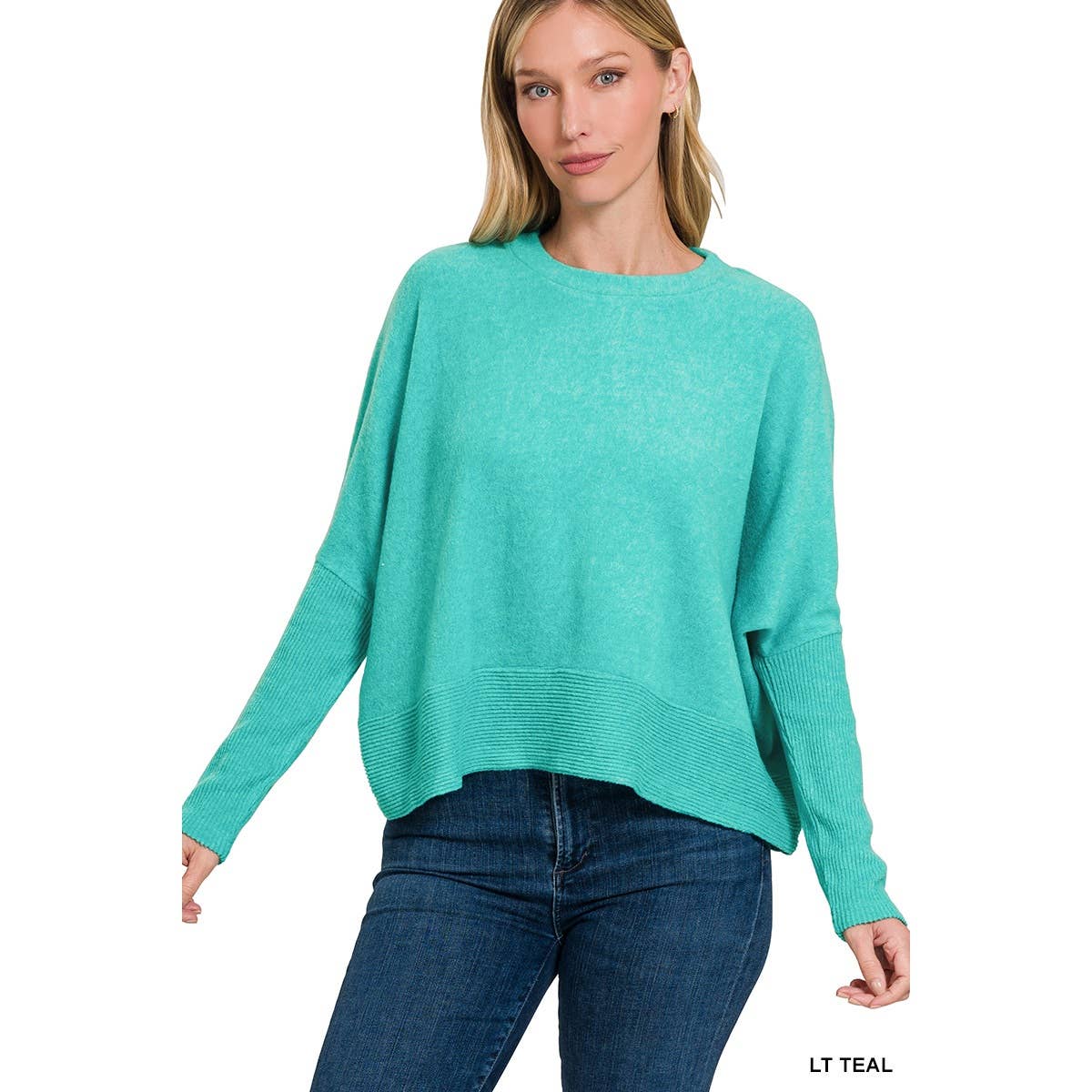 Apolline - Vente Pull en maille – femme - PULL À MANCHES HACCI DOLMAN EN MÉLANGE BROSSÉ5