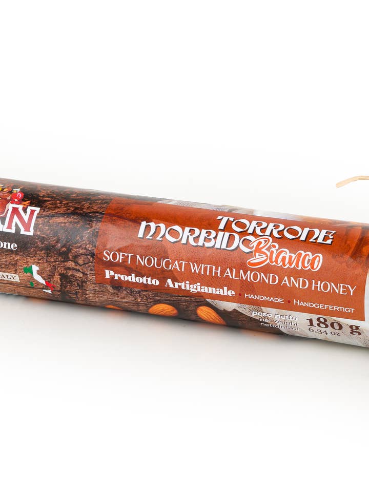 Italian Soft Almond & Honey Nougat Roll 180g for wholesale by Dulcefina Chocolate and Sweets