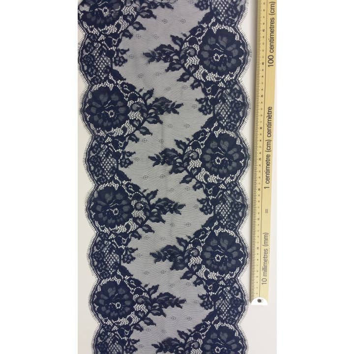 Blue Lace Trim French Chantilly Bridal Wedding Eyelash for wholesale on Faire4