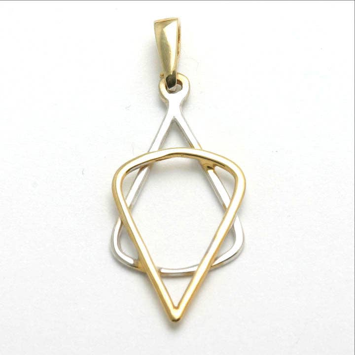 14k Yellow and White gold Jewish Star of David Pendant Modern for wholesale by Bareket Fine Jewelry