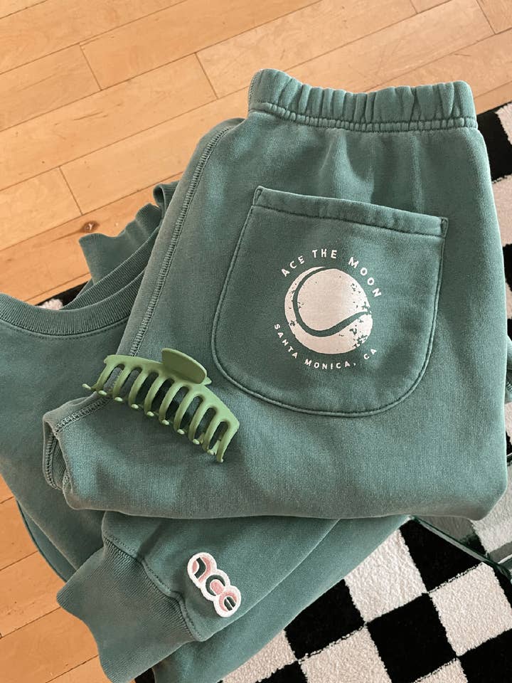 Tennis Score Tube Sweatpants in Green or White for wholesale by Ace the Moon