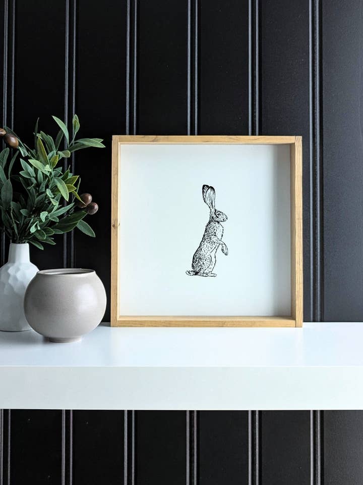 Rabbit Sketch Framed Print - Vintage Easter Wall Art for wholesale by Williamraedesigns